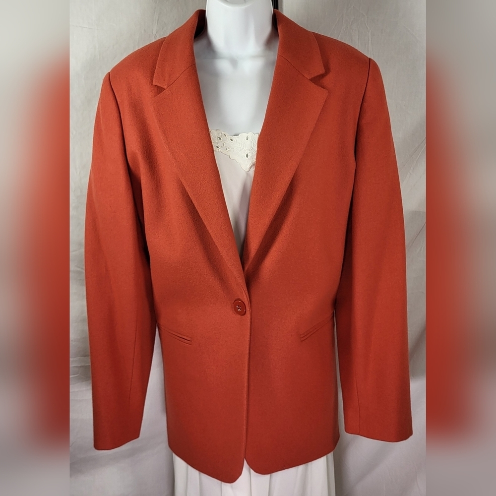 Vintage REQUIREMENTS Burnt Orange Wool Blend Blazer - Size 14